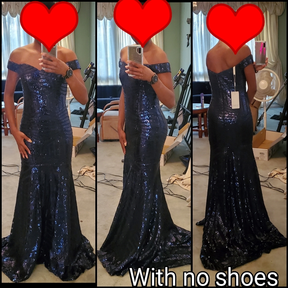 JJ's House navy sequin mermaid gown